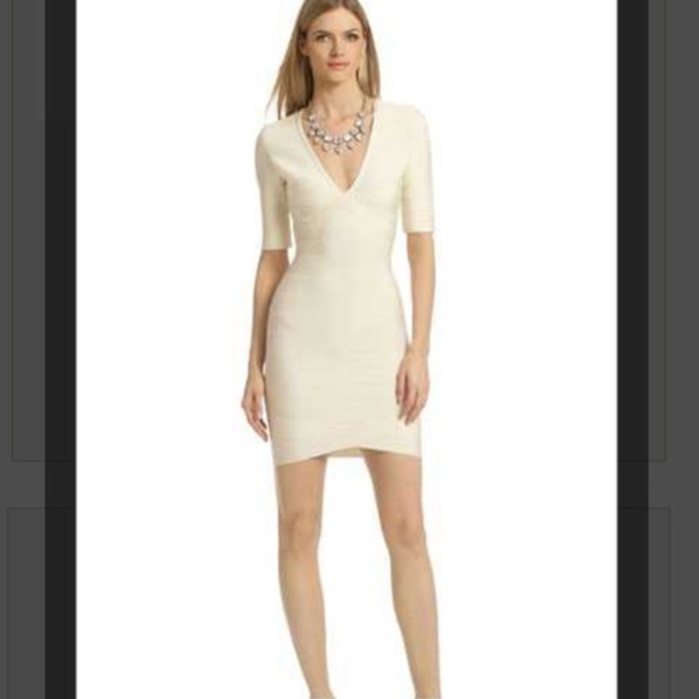 Herve Leger Cream Dress